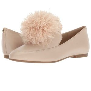 Michael Kors Fara Nude Ostrich Feather Nude Leather Loafer Size 10